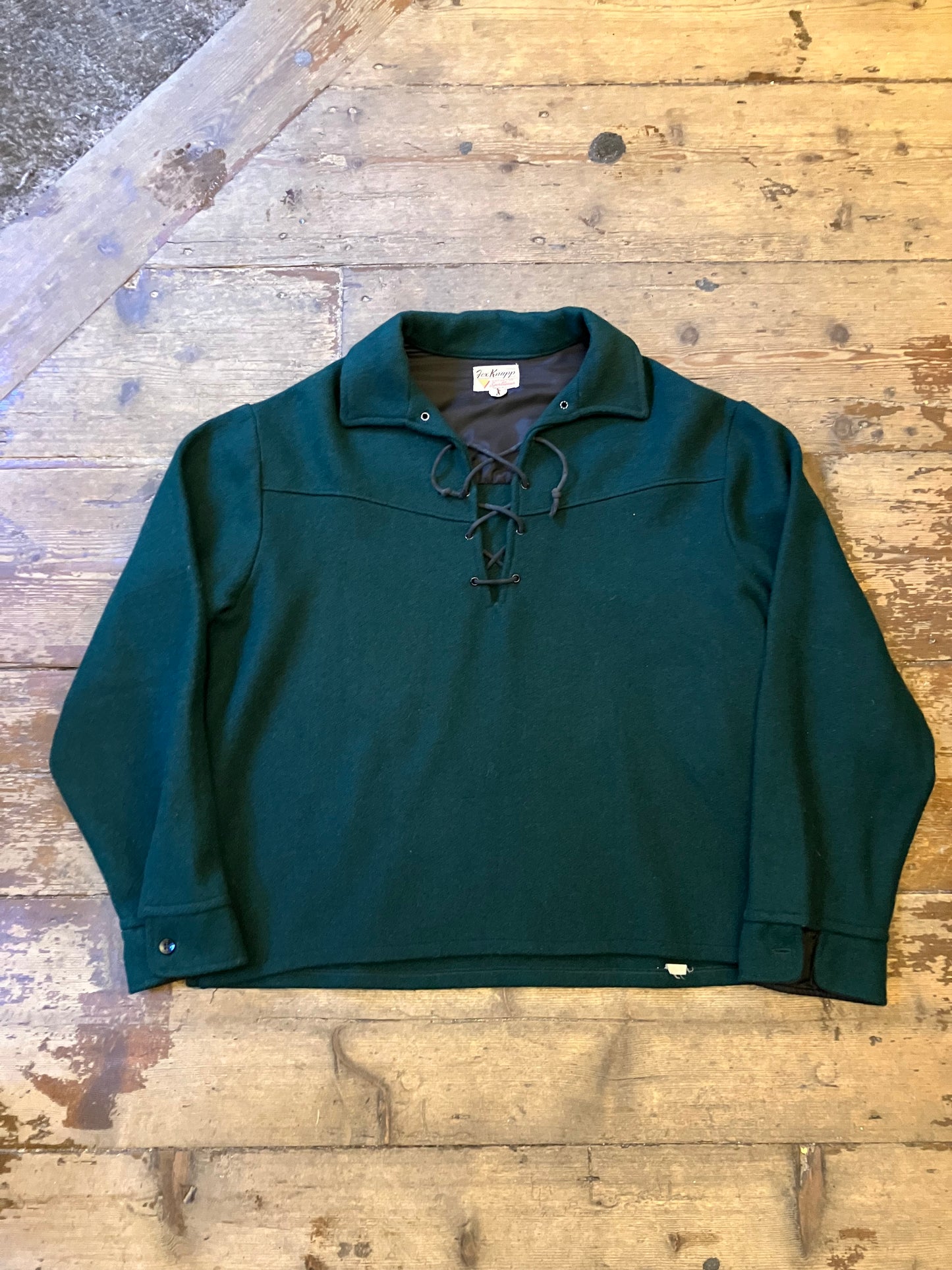 1950s Wool Hunting Shirt Made in The USA “Fox Knapp” Labelled L Bottle Green