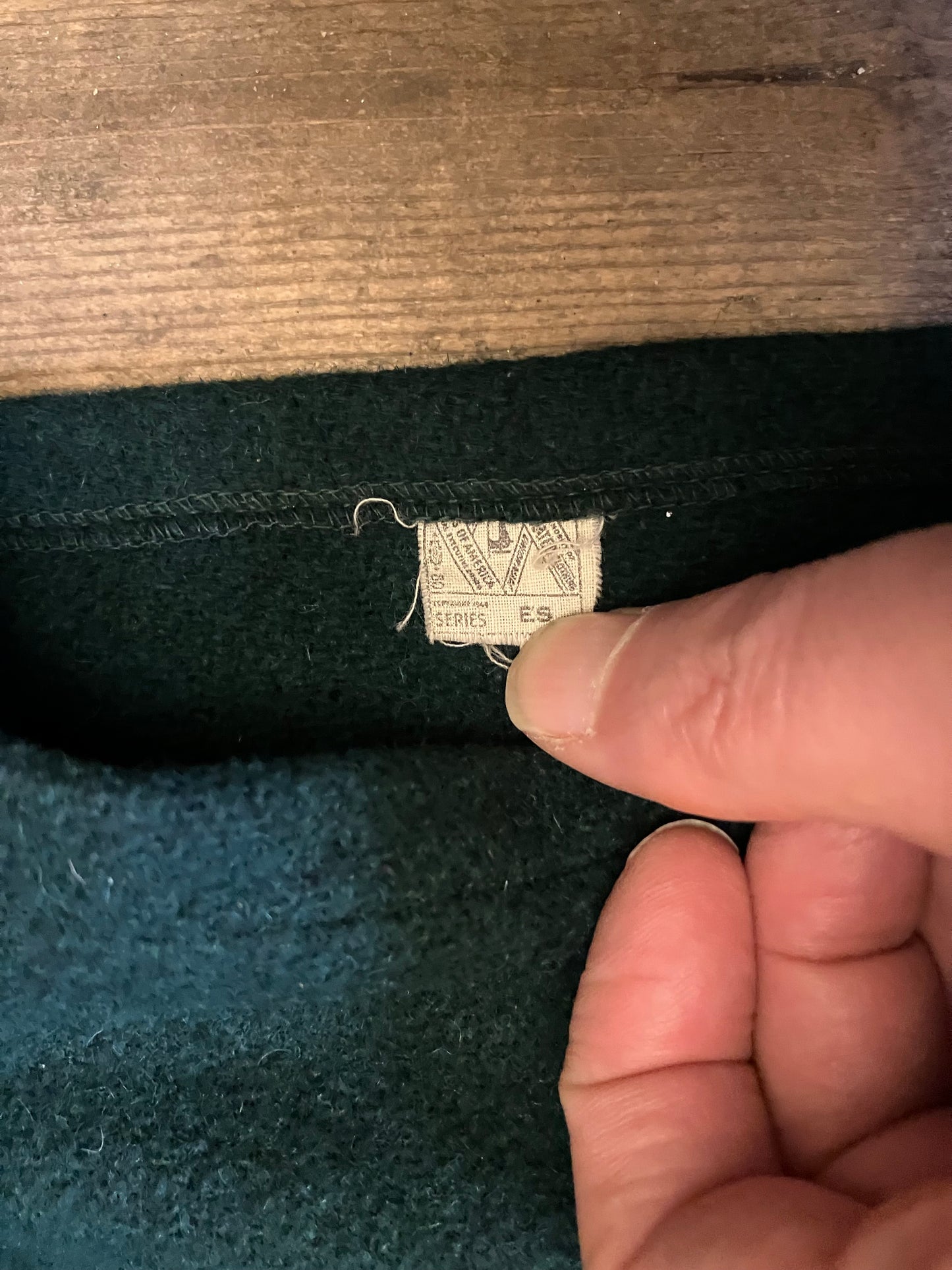 1950s Wool Hunting Shirt Made in The USA “Fox Knapp” Labelled L Bottle Green