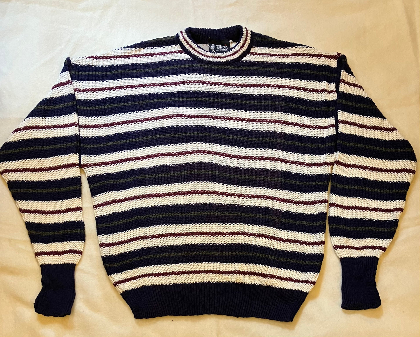 Vintage Eskimo brand blue and white and red striped jumper Deadstock