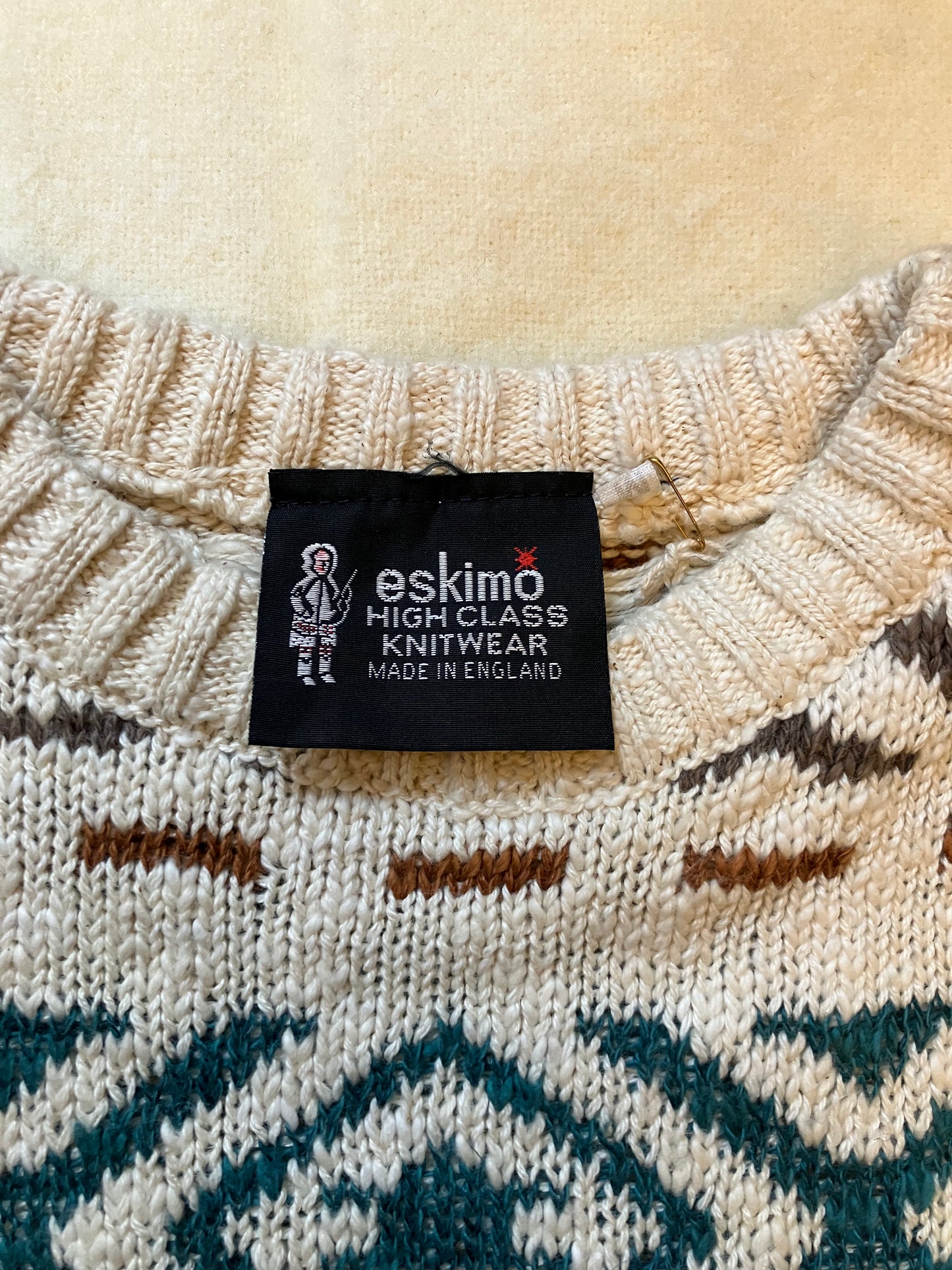 Deadstock Eskimo Brand Pattern Cream Jumper