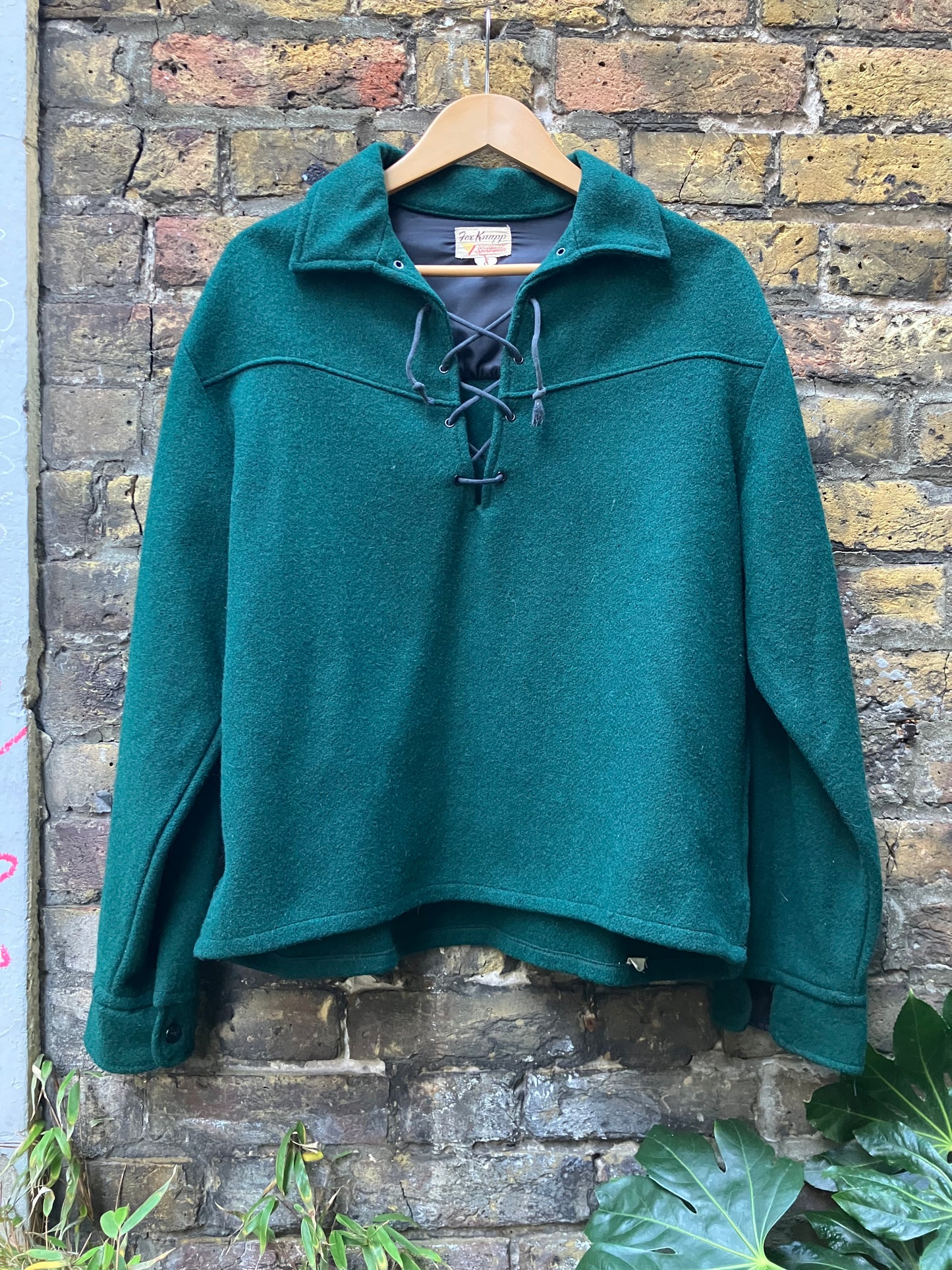 1950s Wool Hunting Shirt Made in The USA “Fox Knapp” Labelled L Bottle Green