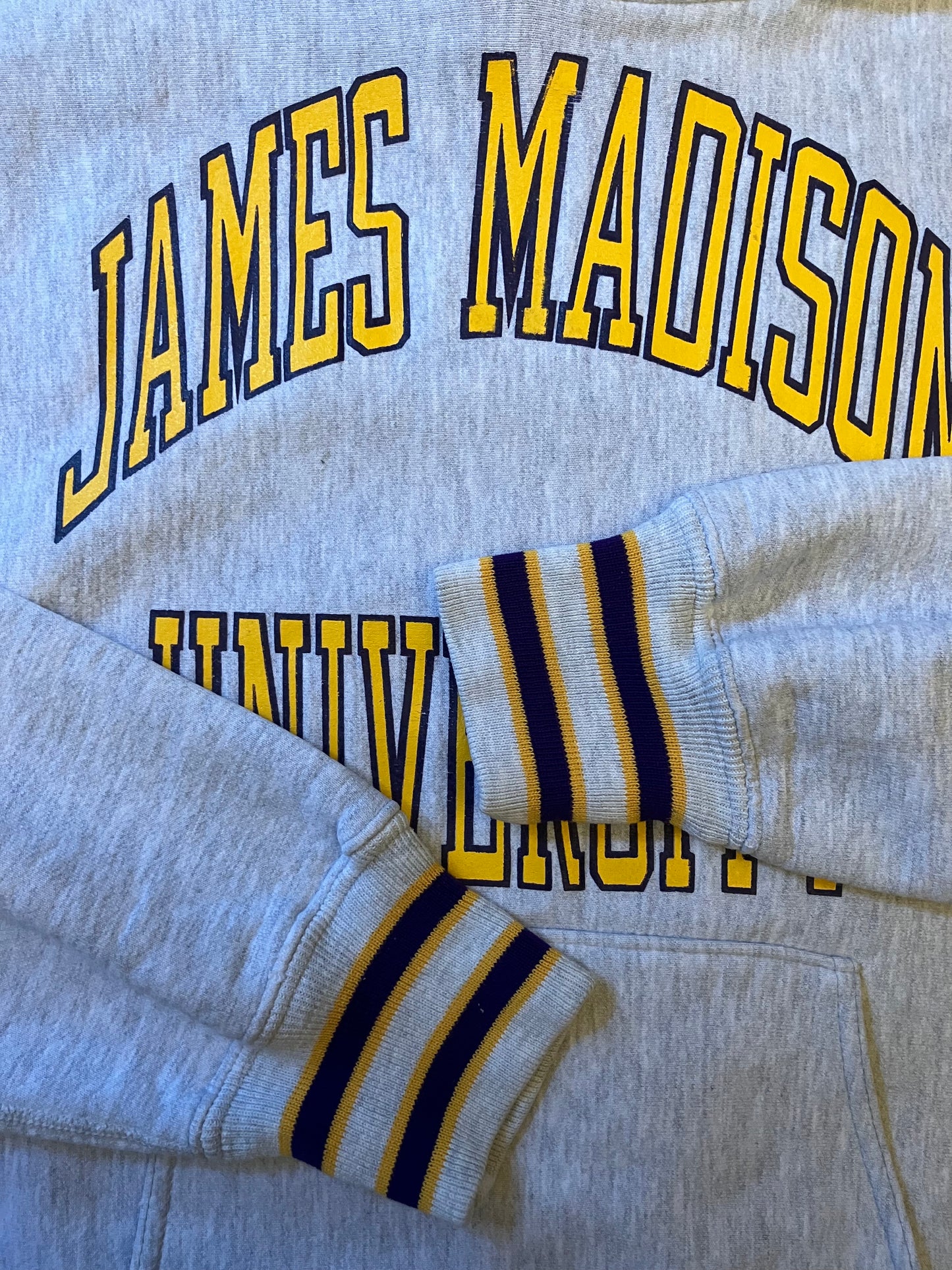 Vintage Grey Marl Hooded Reverse Weave American University Sweatshirt