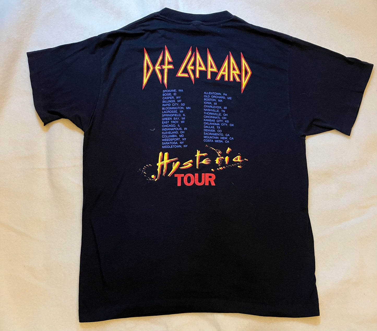 Vintage Black 1987 Dated Def Leppard Tour T-Shirt