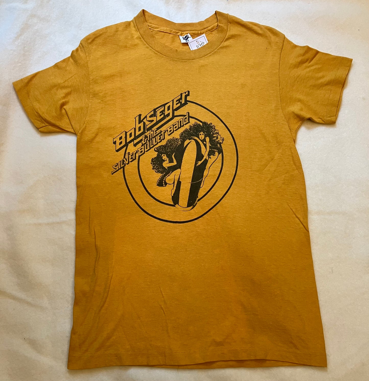 Vintage 1970s Yellow Bob Seeger & Silver Bullet Band Rock T-Shirt