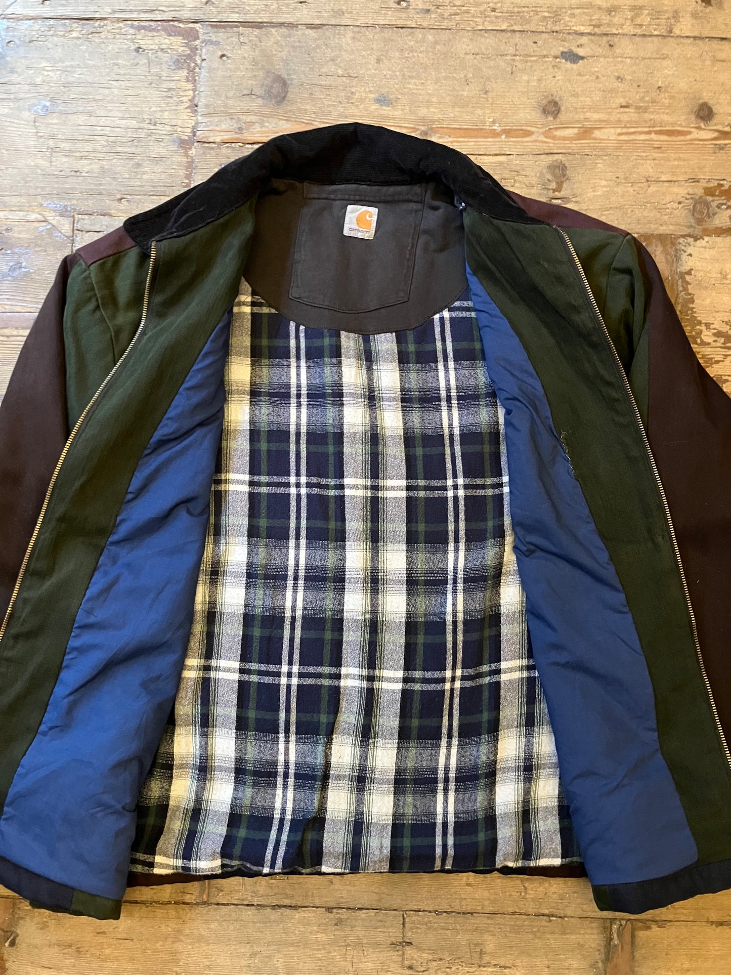 Reworked Carhartt Jacket Blue Green Wine Black XL