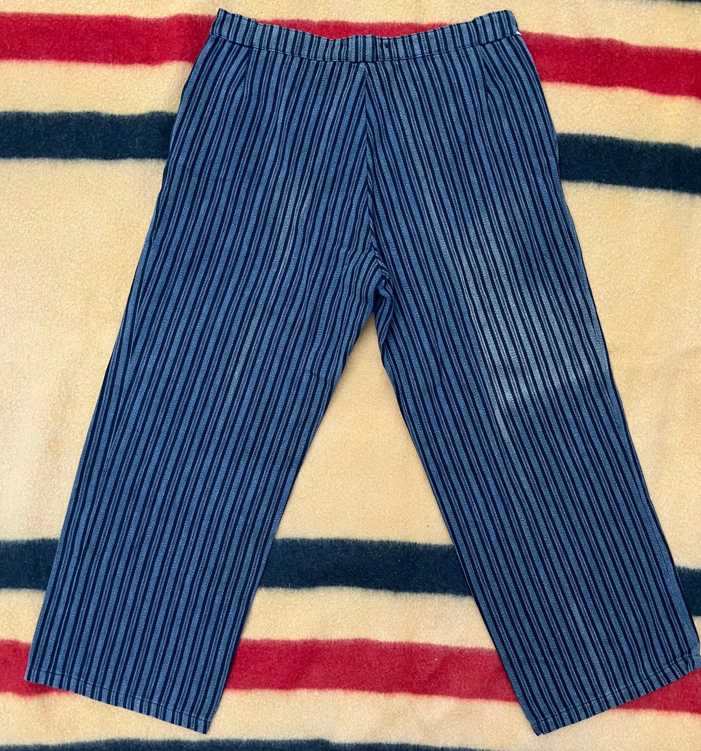 Vintage Black & Grey Striped French Work Trousers