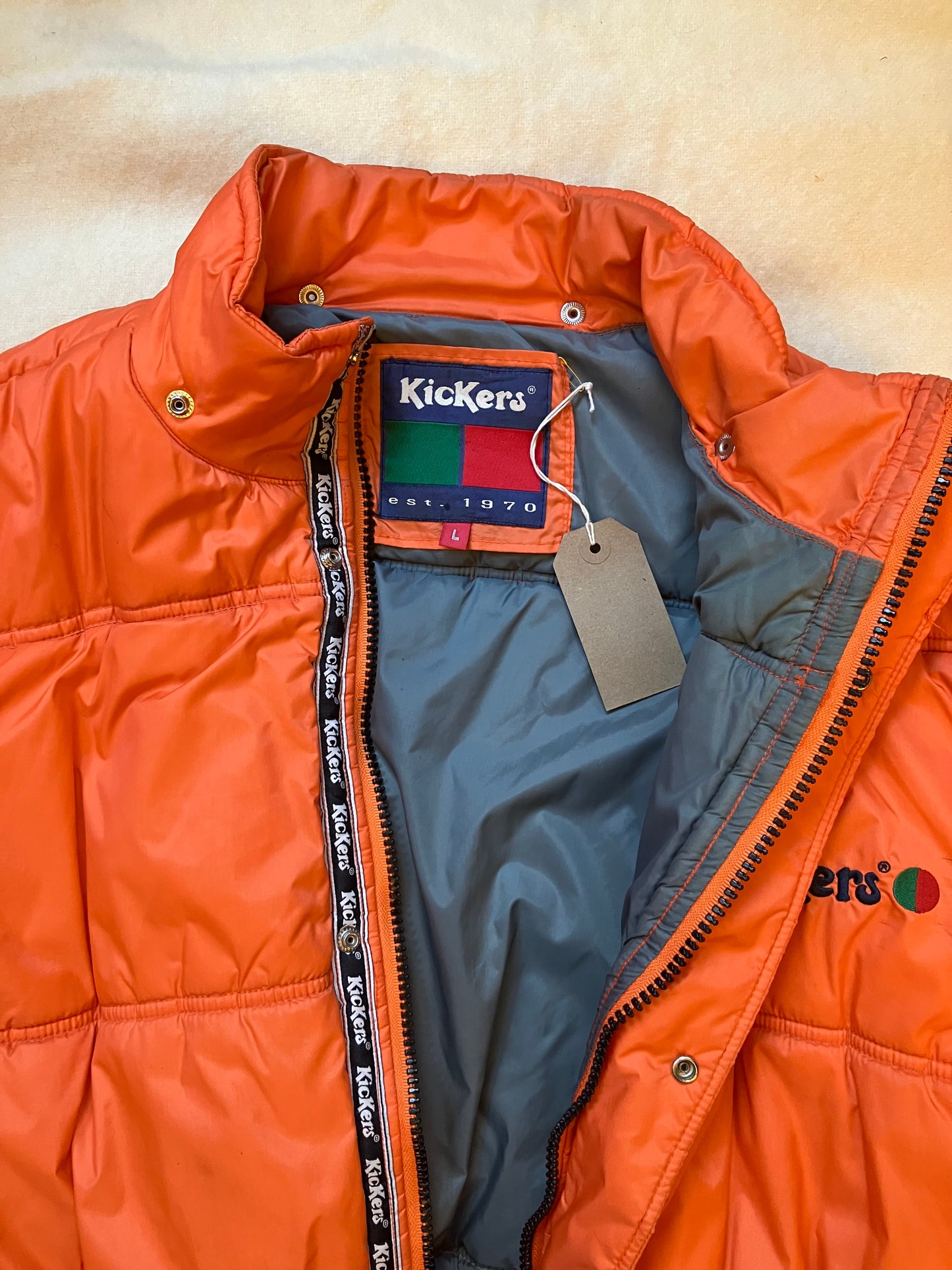 Vintage Kickers Puffa Jacket Orange Large