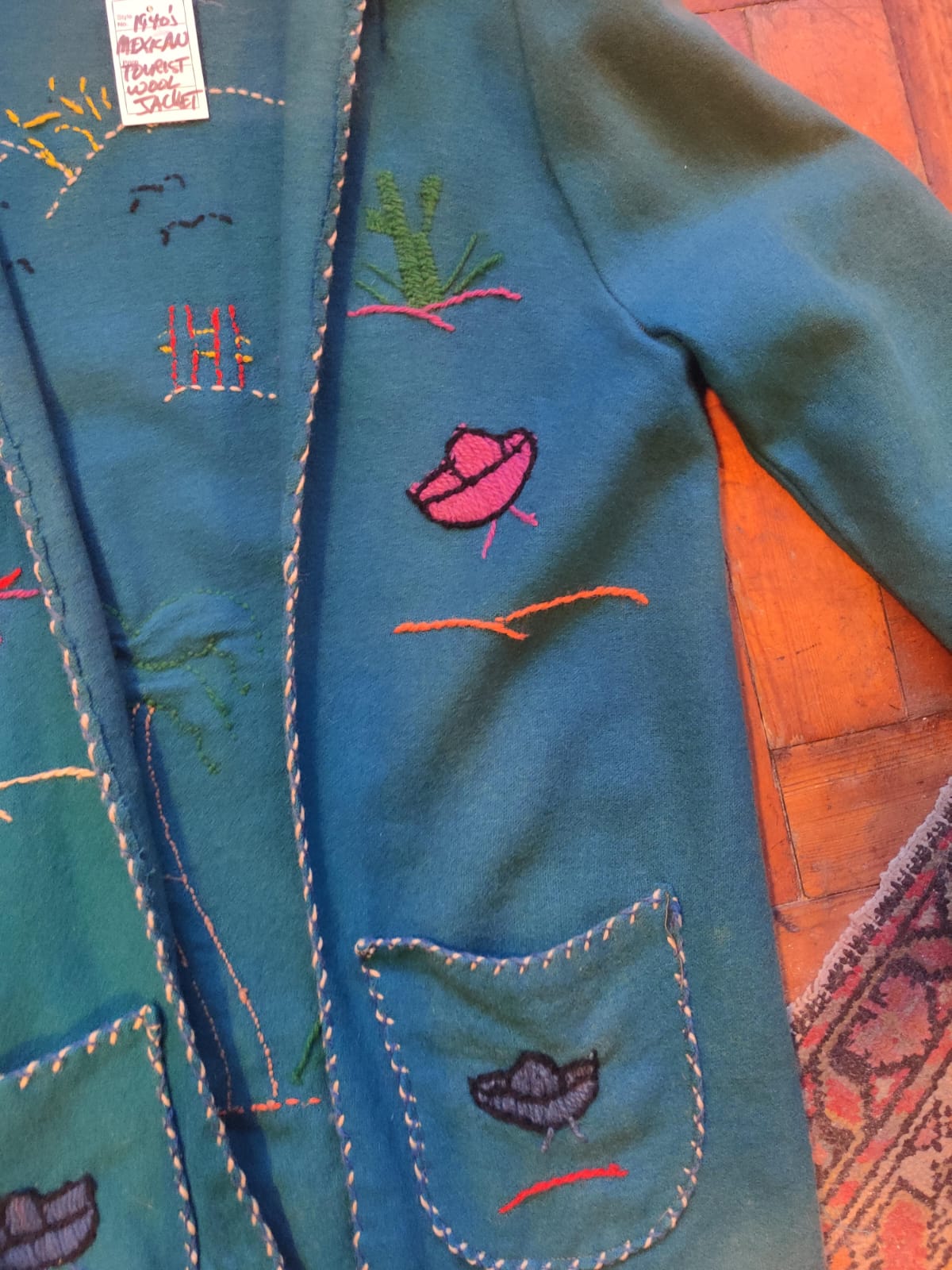 Vintage 1940s Wool Mexican Embroidered Souvenir Jacket