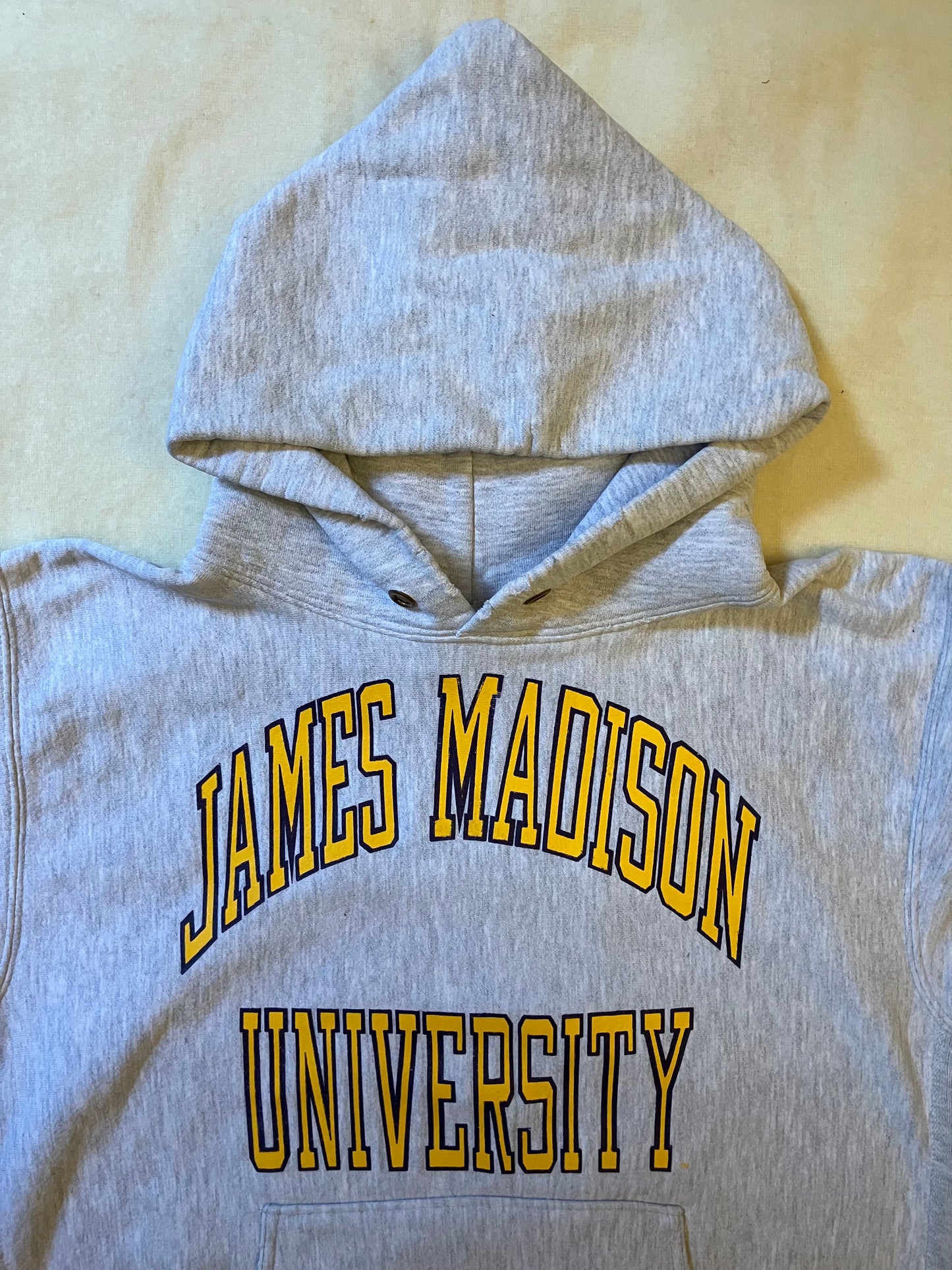 Vintage Grey Marl Hooded Reverse Weave American University Sweatshirt