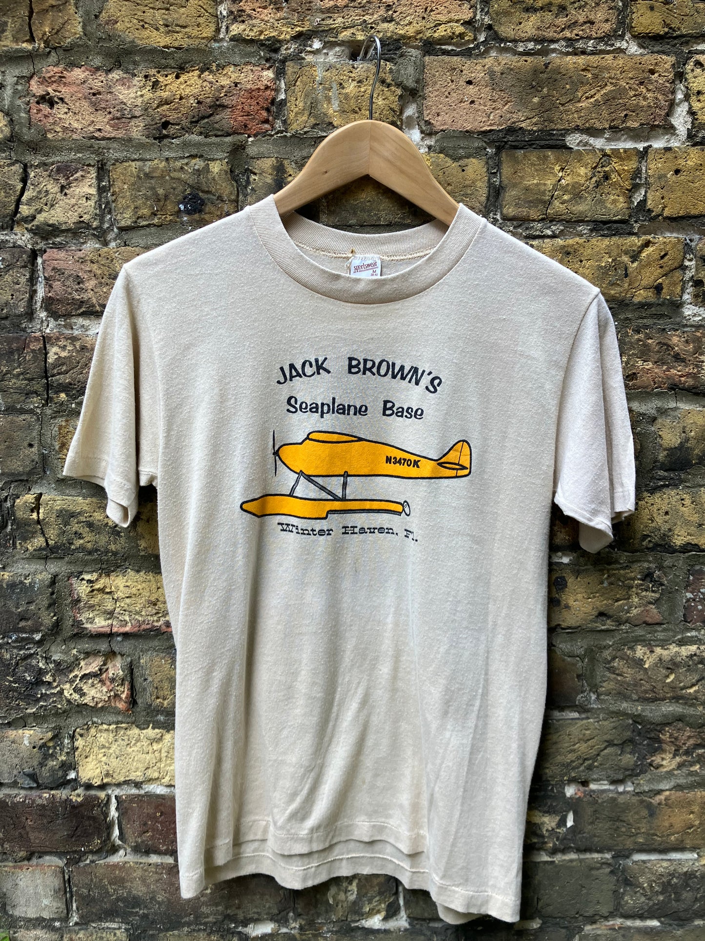 Vintage 1970s USA T-Shirt “Jack Brown’s Seaplane’ Medium/Small