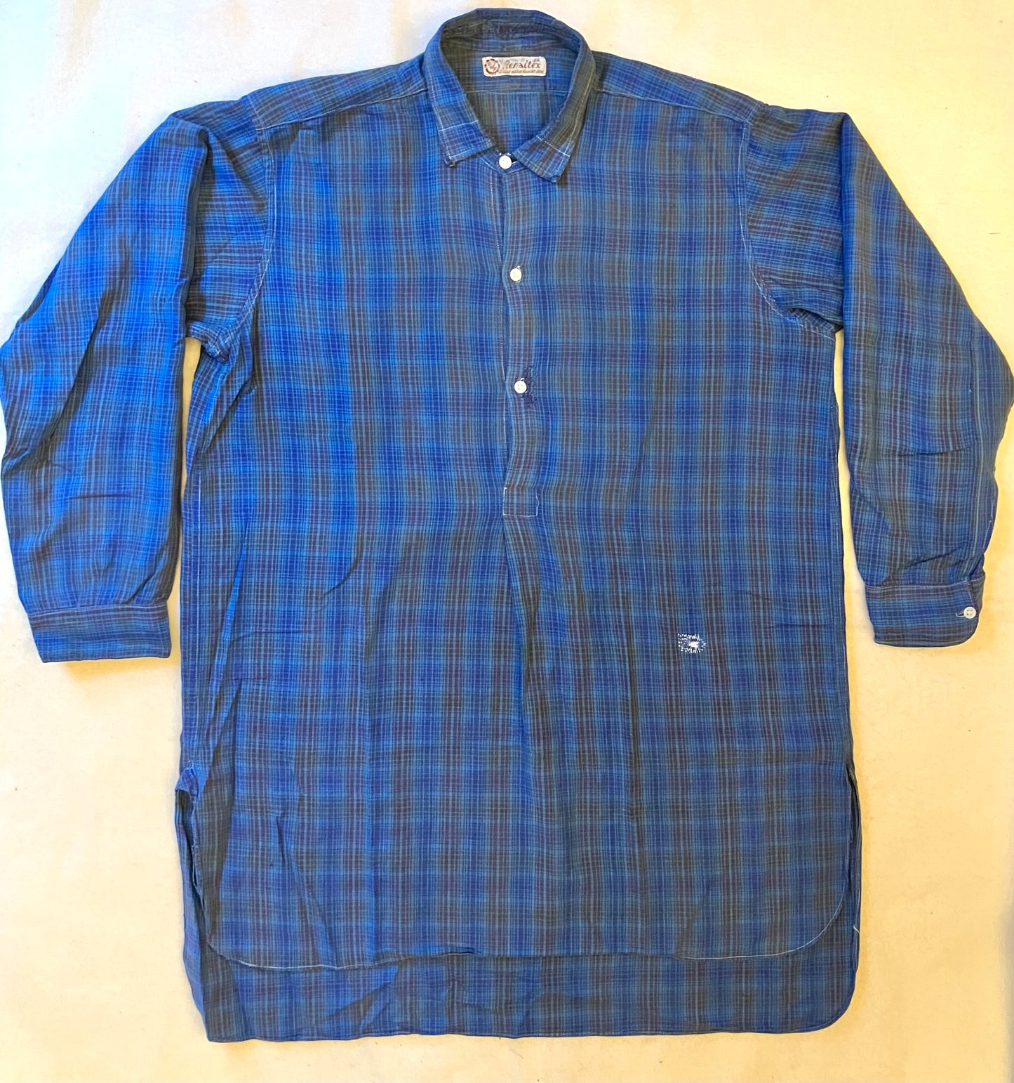 Vintage Blue check French Darned Work Shirt.