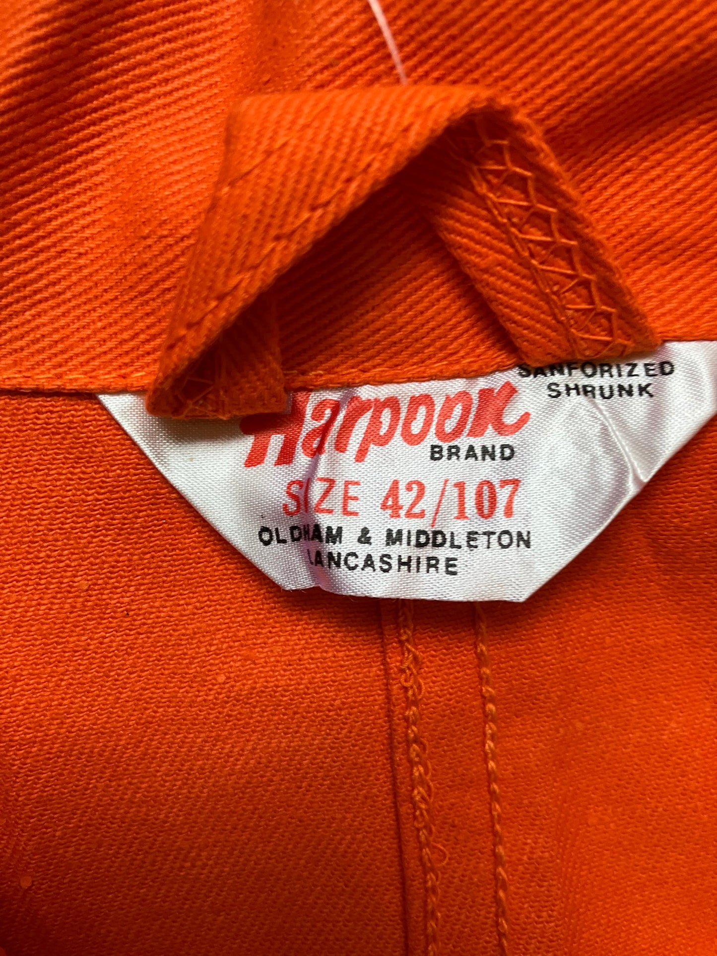 Deadstock British Workwear “Harpoon” Jacket ORANGE 1960s