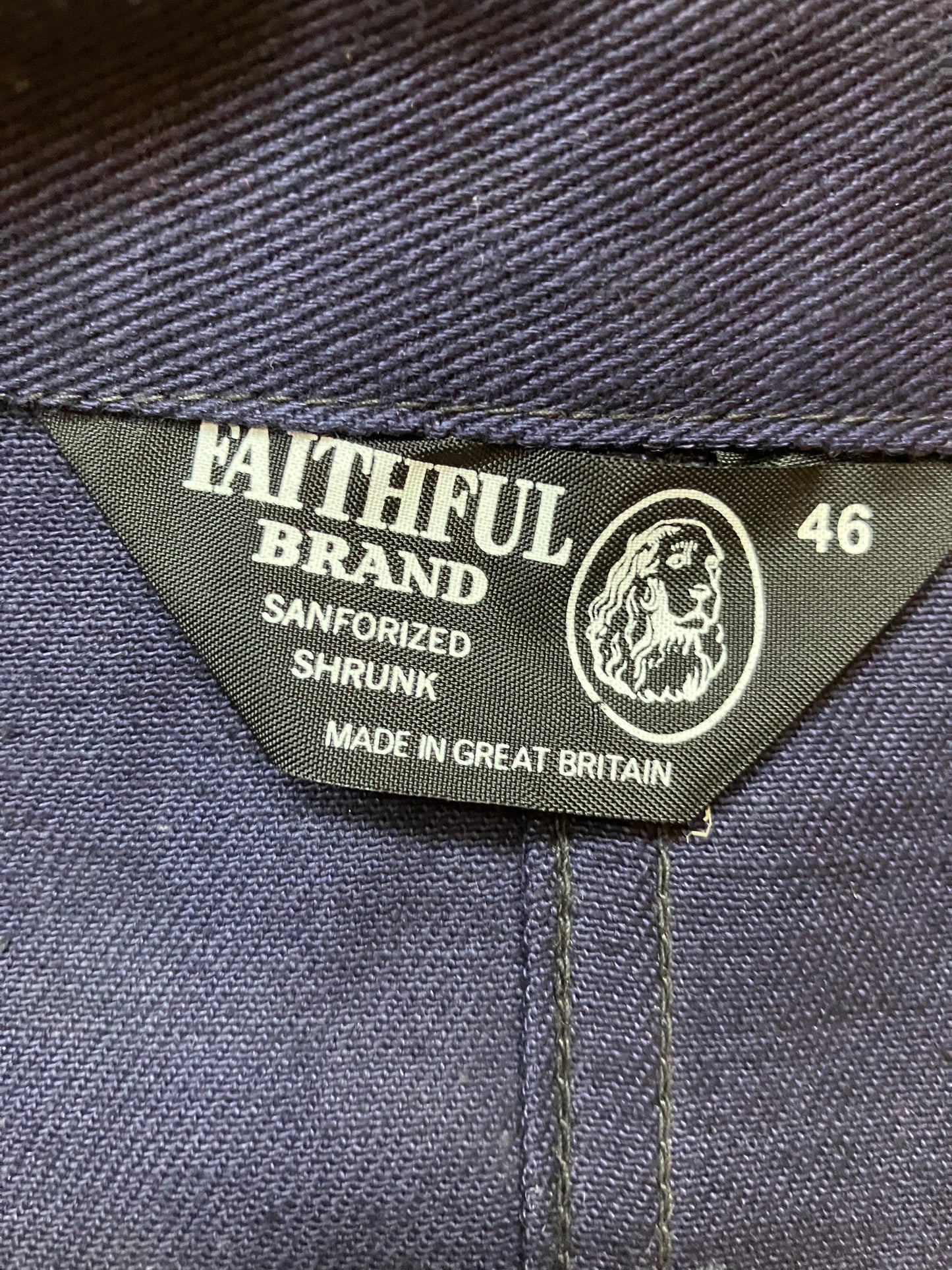 Dead Stock British Work Jacket “Faithful Brand” Sanforized Size 46 “WDWC”