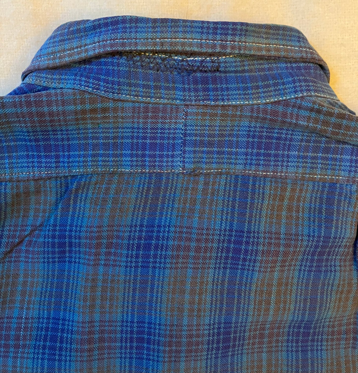 Vintage Blue check French Darned Work Shirt.