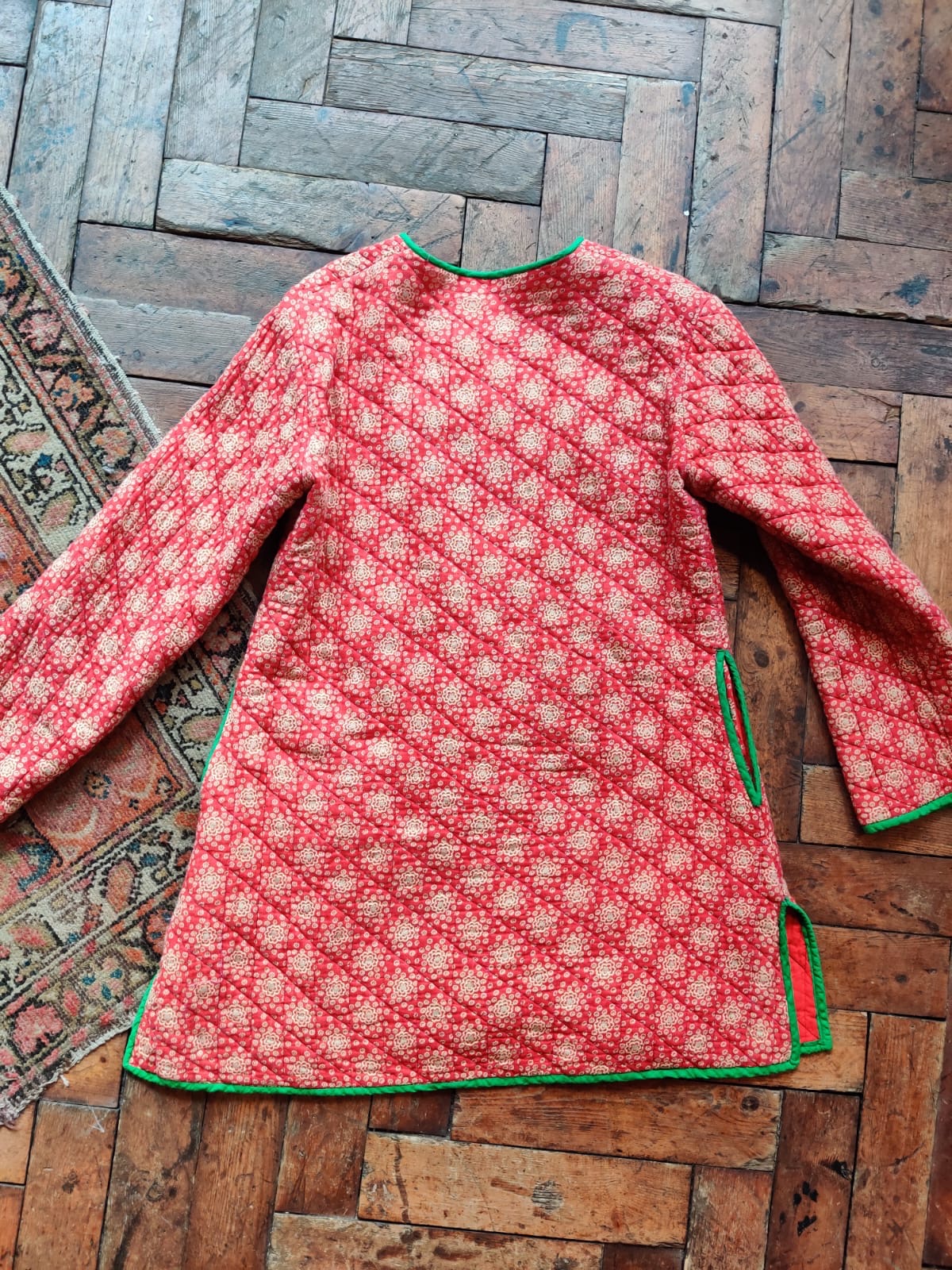 Vintage Indian Phool style Floral Folk Quilted Jacket