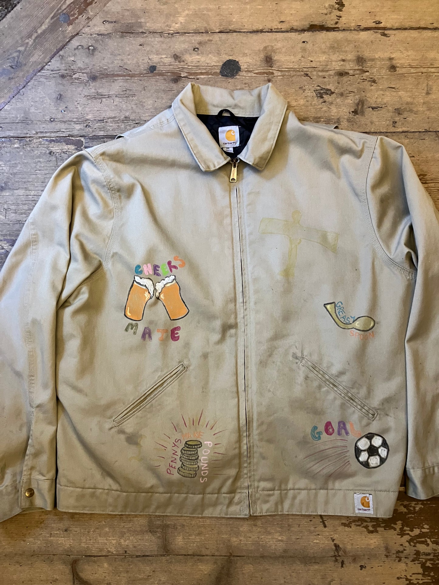 Reworked/Painted Carhartt Jacket Beige XXL