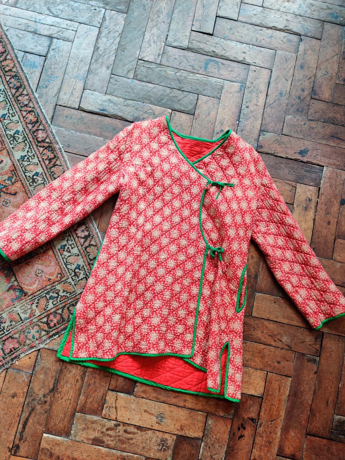 Vintage Indian Phool style Floral Folk Quilted Jacket