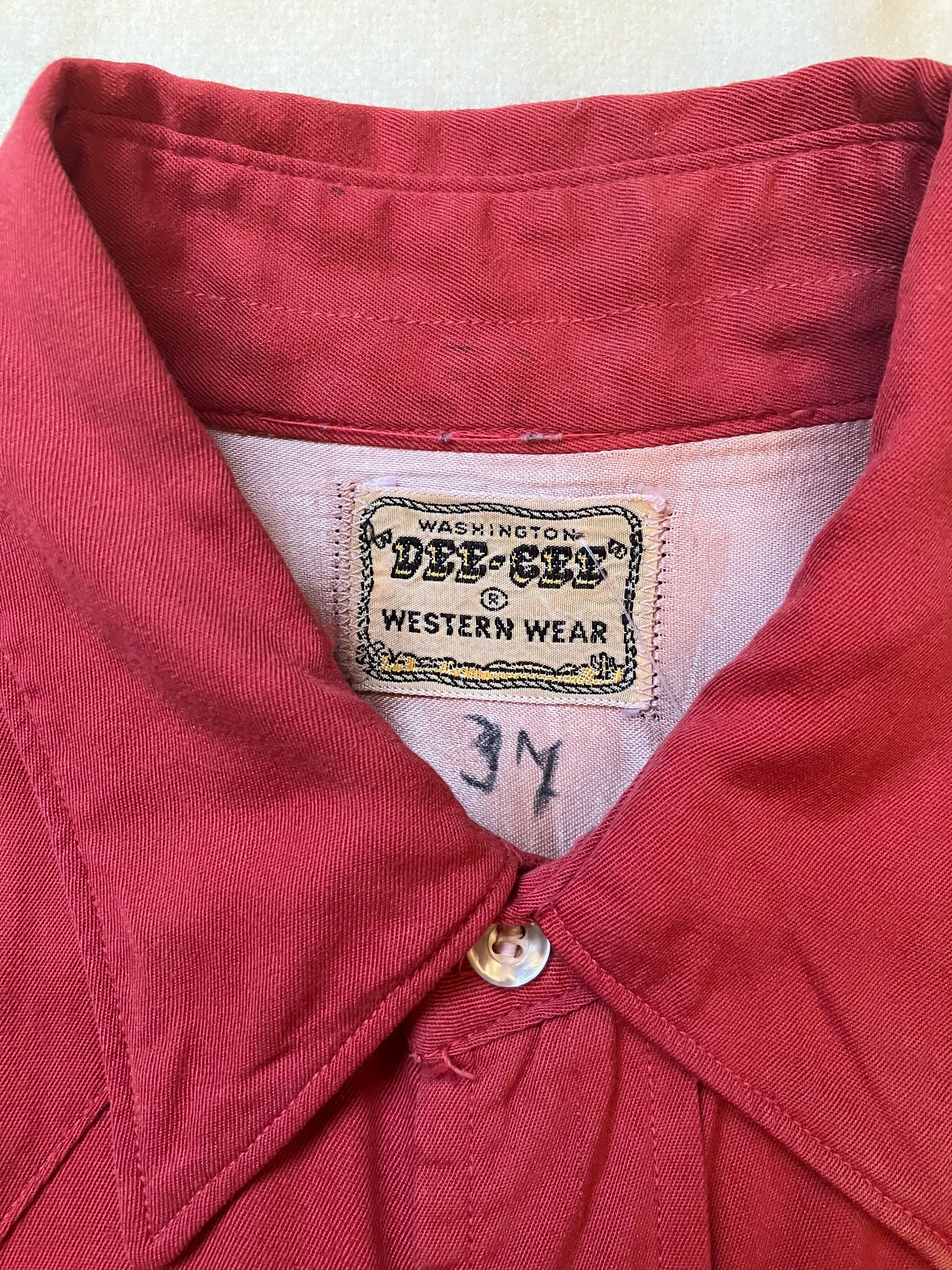 1950’s Gaberdine Western Shirt “Dee-Cee” Red S Pearl Buttons