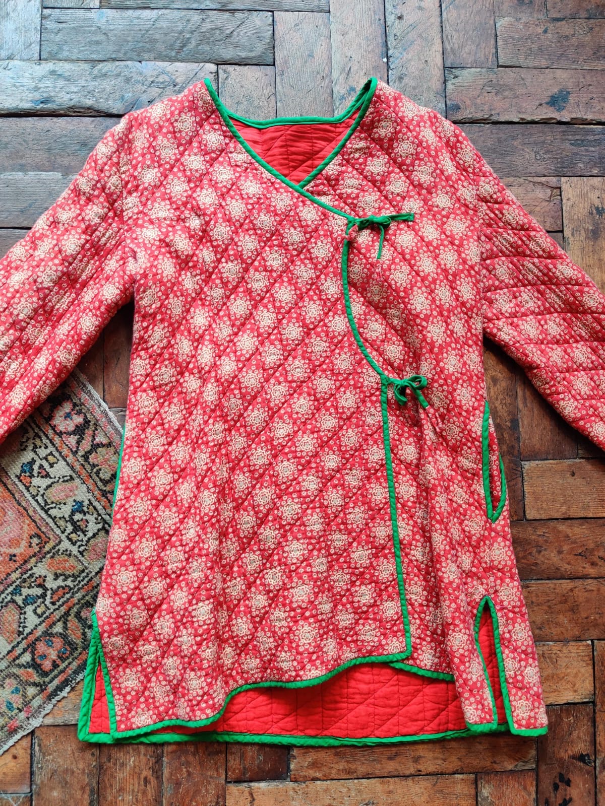 Vintage Indian Phool style Floral Folk Quilted Jacket