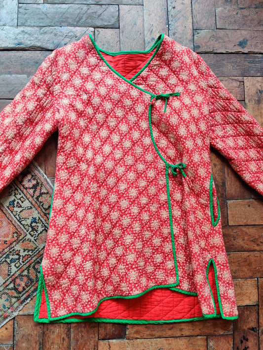 Vintage Indian Phool style Floral Folk Quilted Jacket