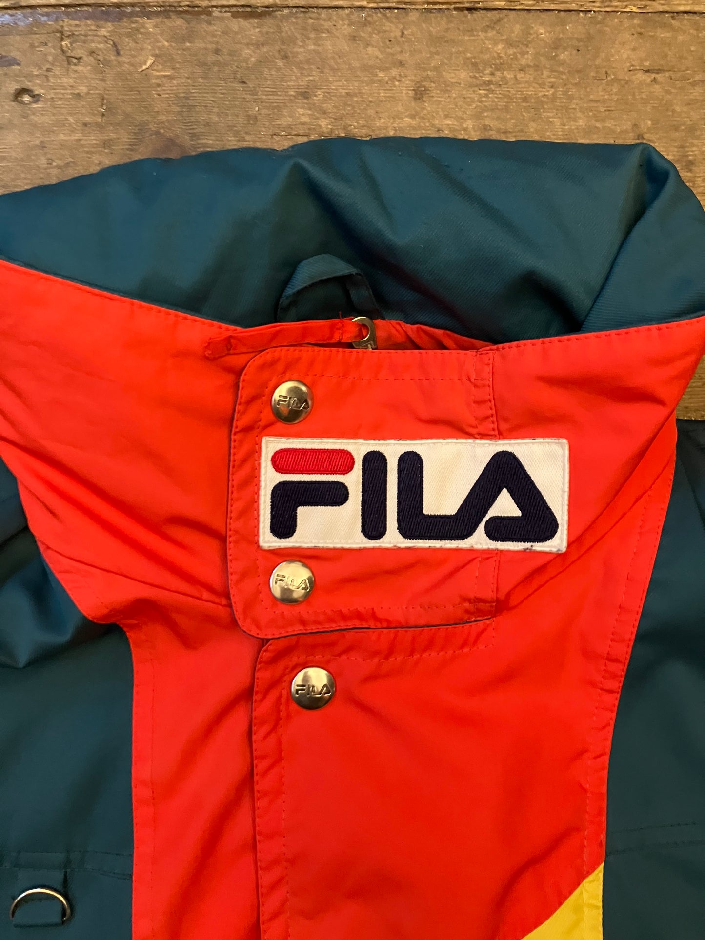 1990s Classic Fila Sports Jacket Red Yellow Green XL Made In Italy