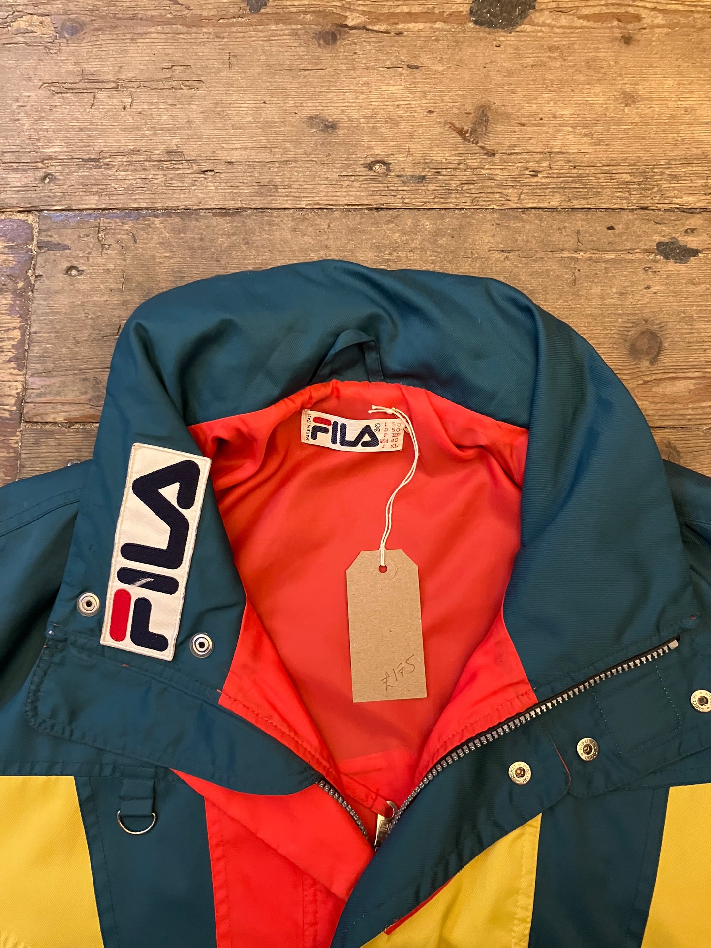 1990s Classic Fila Sports Jacket Red Yellow Green XL Made In Italy