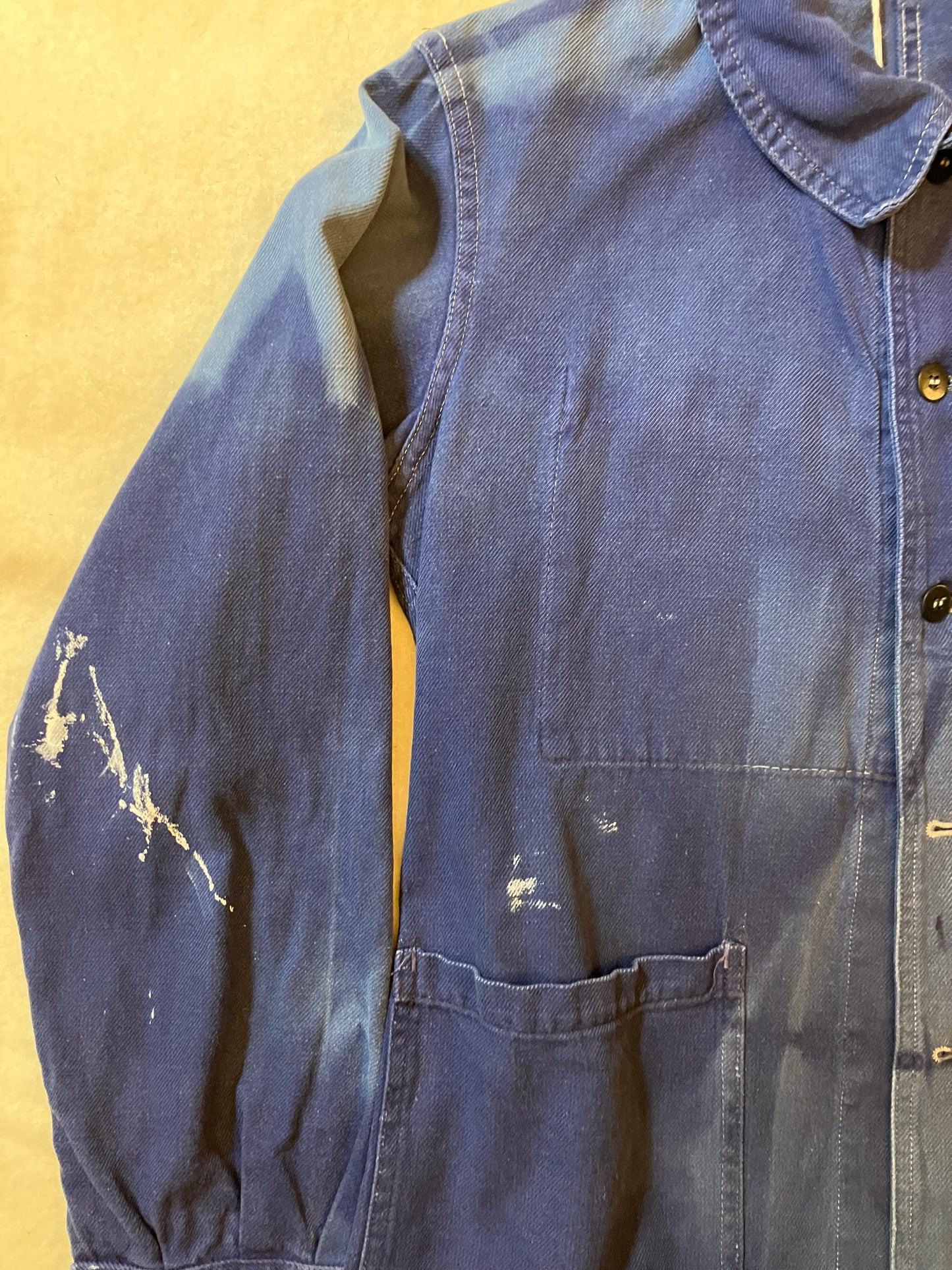 Vintage French Work Jacket Paint Splattered