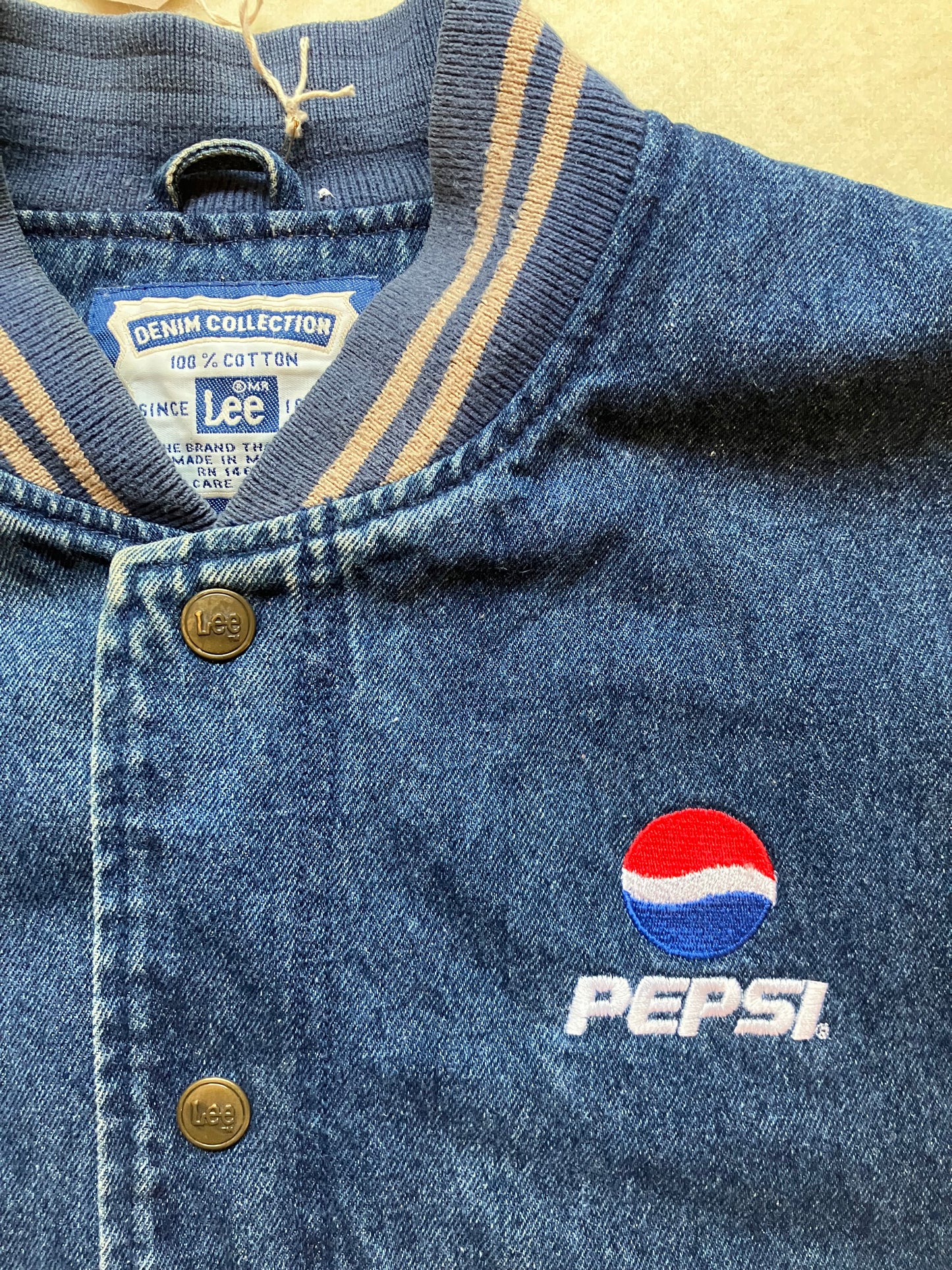 Lee Pepsi Varsity Jacket Denim Large