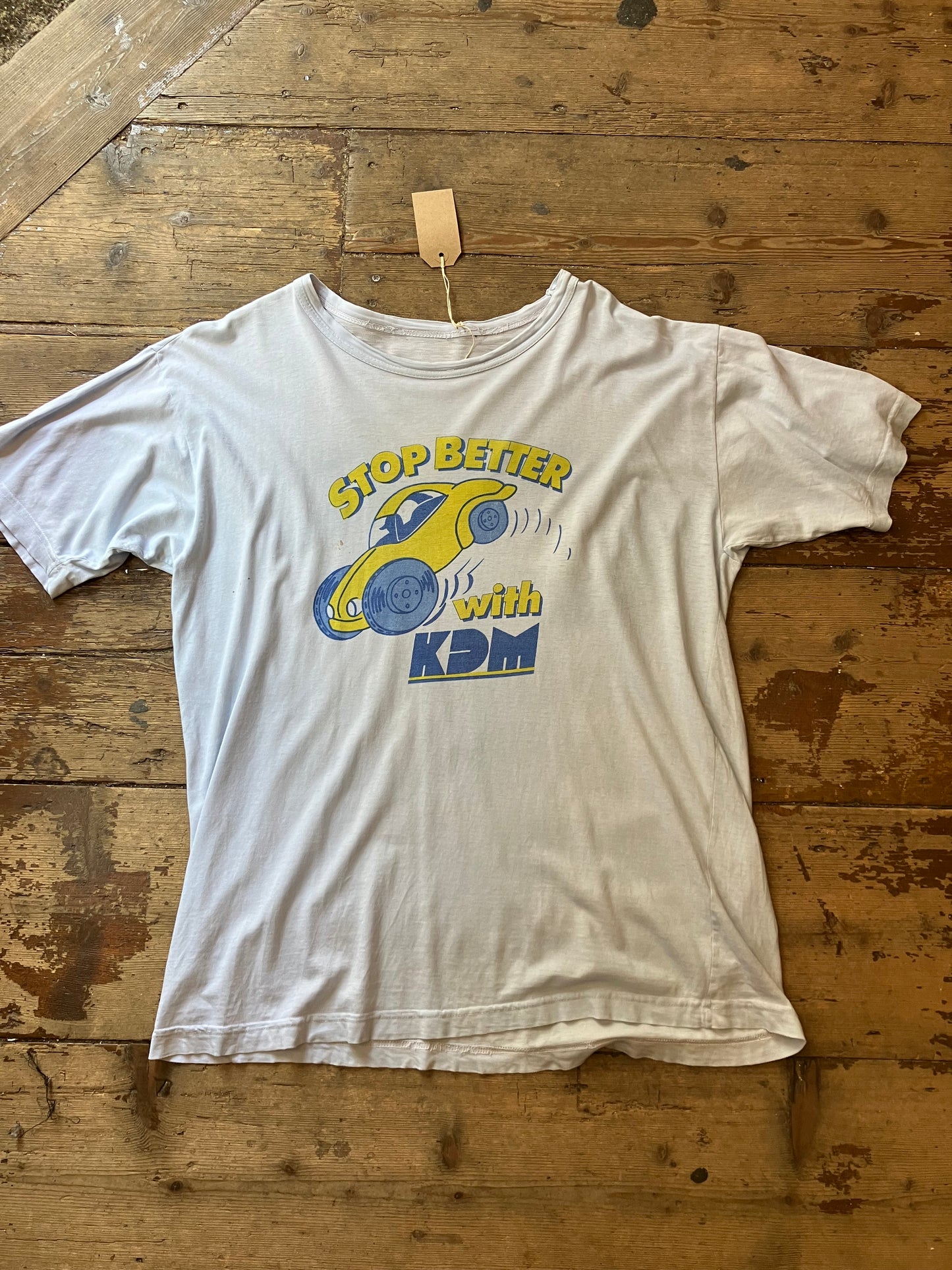 1980s Tire Dealership Tee ‘KDM’ Light Blue X-Large