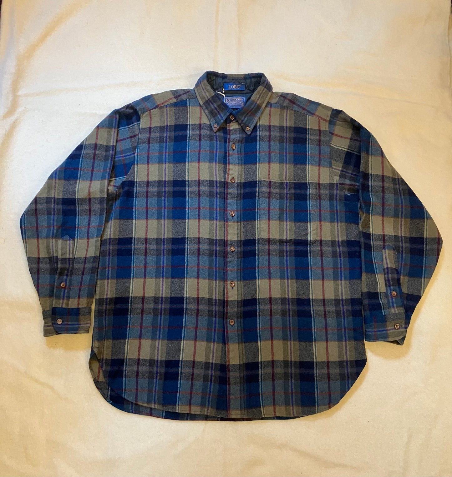 Pendleton Lobo Button Down Wool Check Shirt Size XL