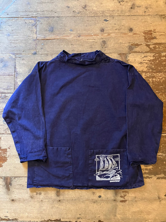 Vintage Greenpeace Smock Navy Blue Large