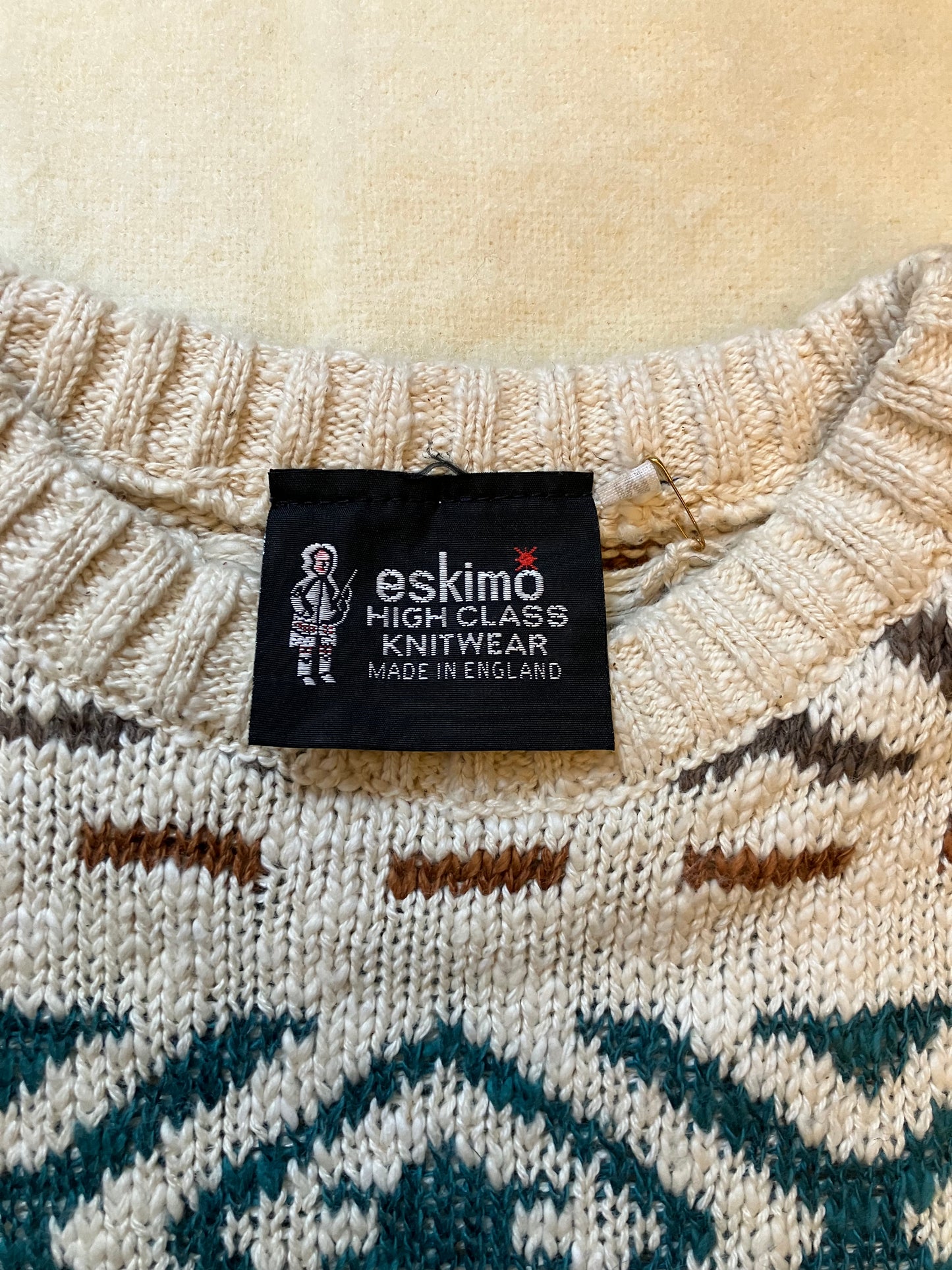 Deadstock Eskimo Brand Pattern Cream Jumper￼