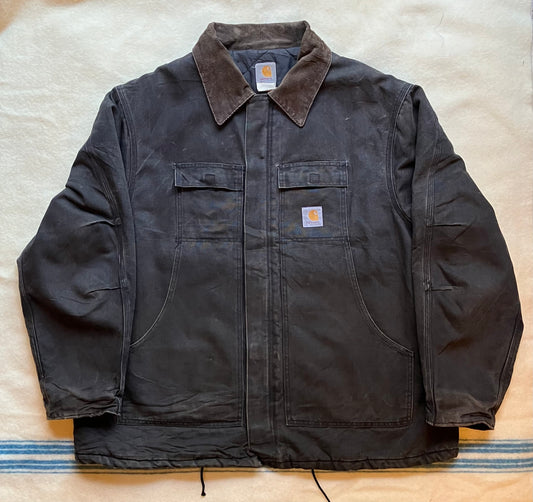 Vintage Black Faded Carhartt Padded Work Jacket USA Made