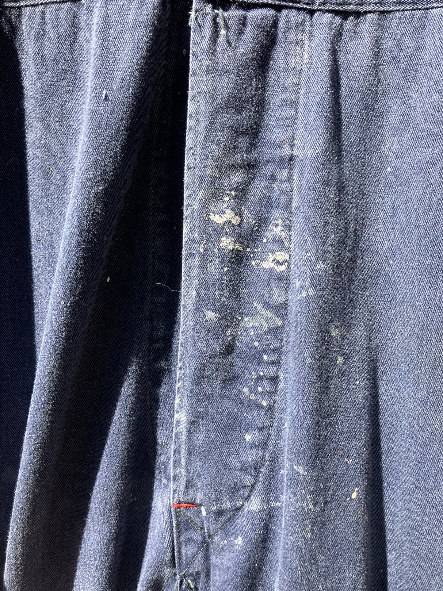 Vintage Paint Splashed English Overalls Blue Sanforized