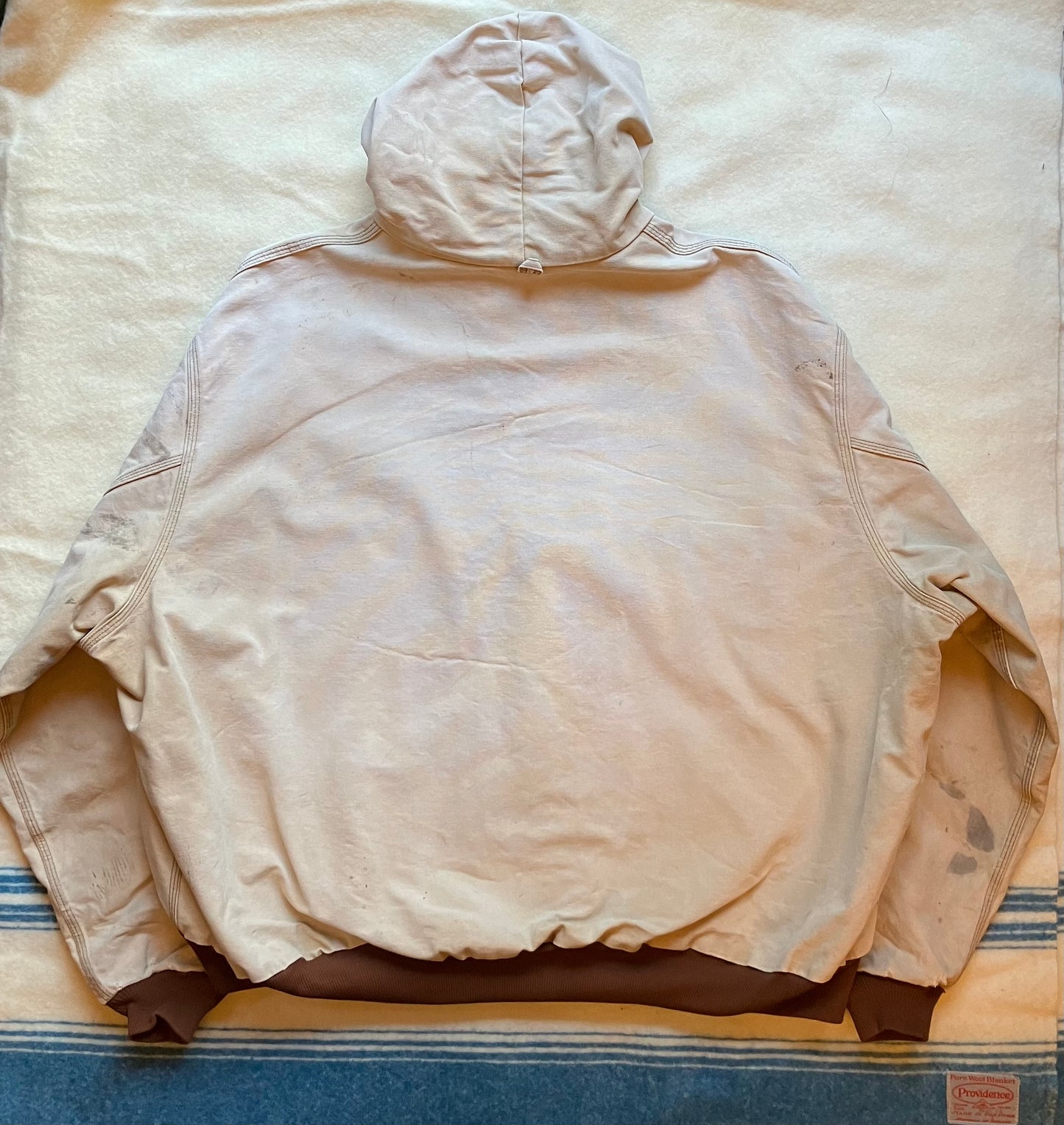 Vintage Light Tan Faded Hooded Carhartt Jacket XXL