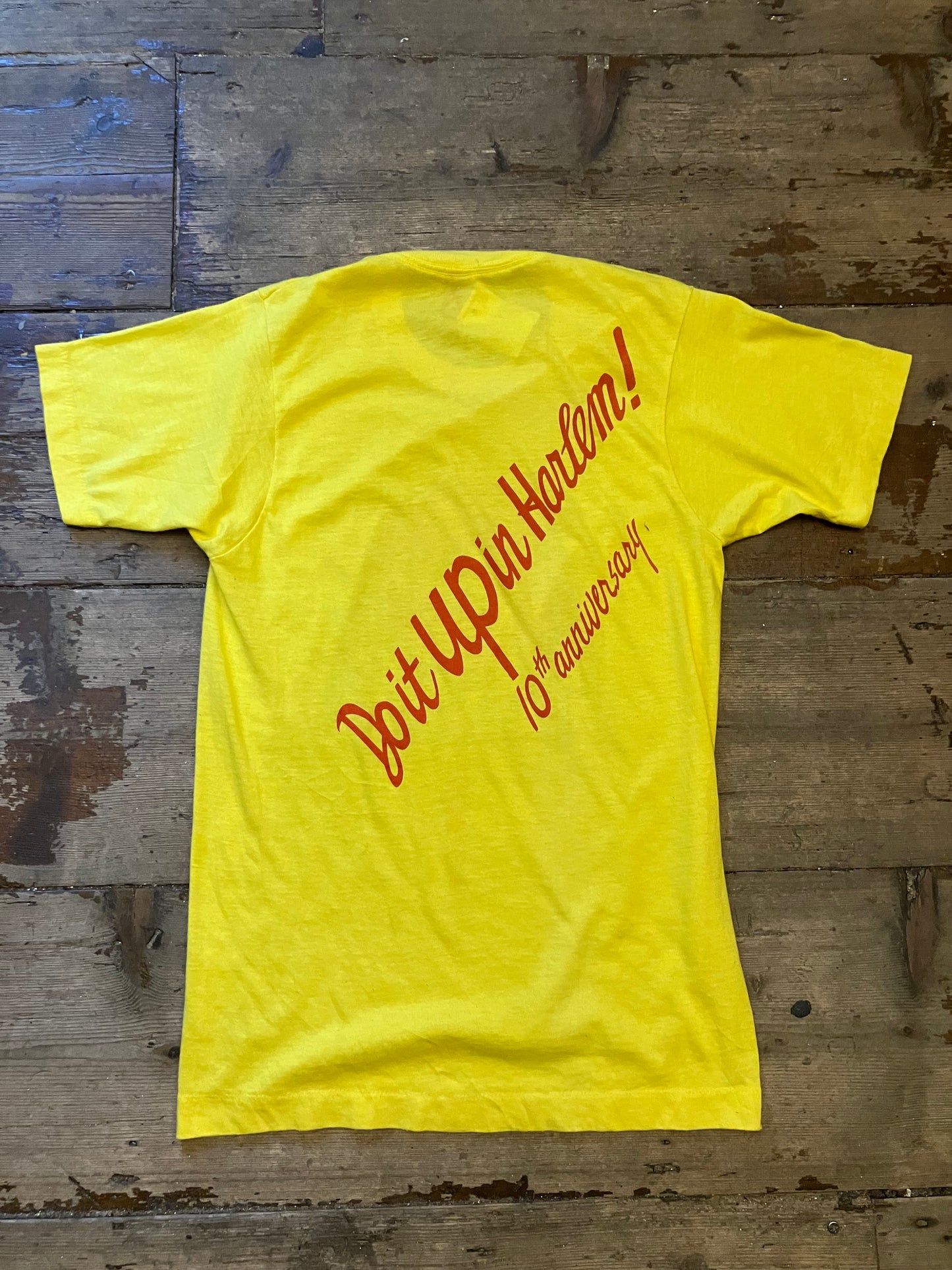 Vintage 1970s Harlem T-Shirt Yellow Small Thin Cotton