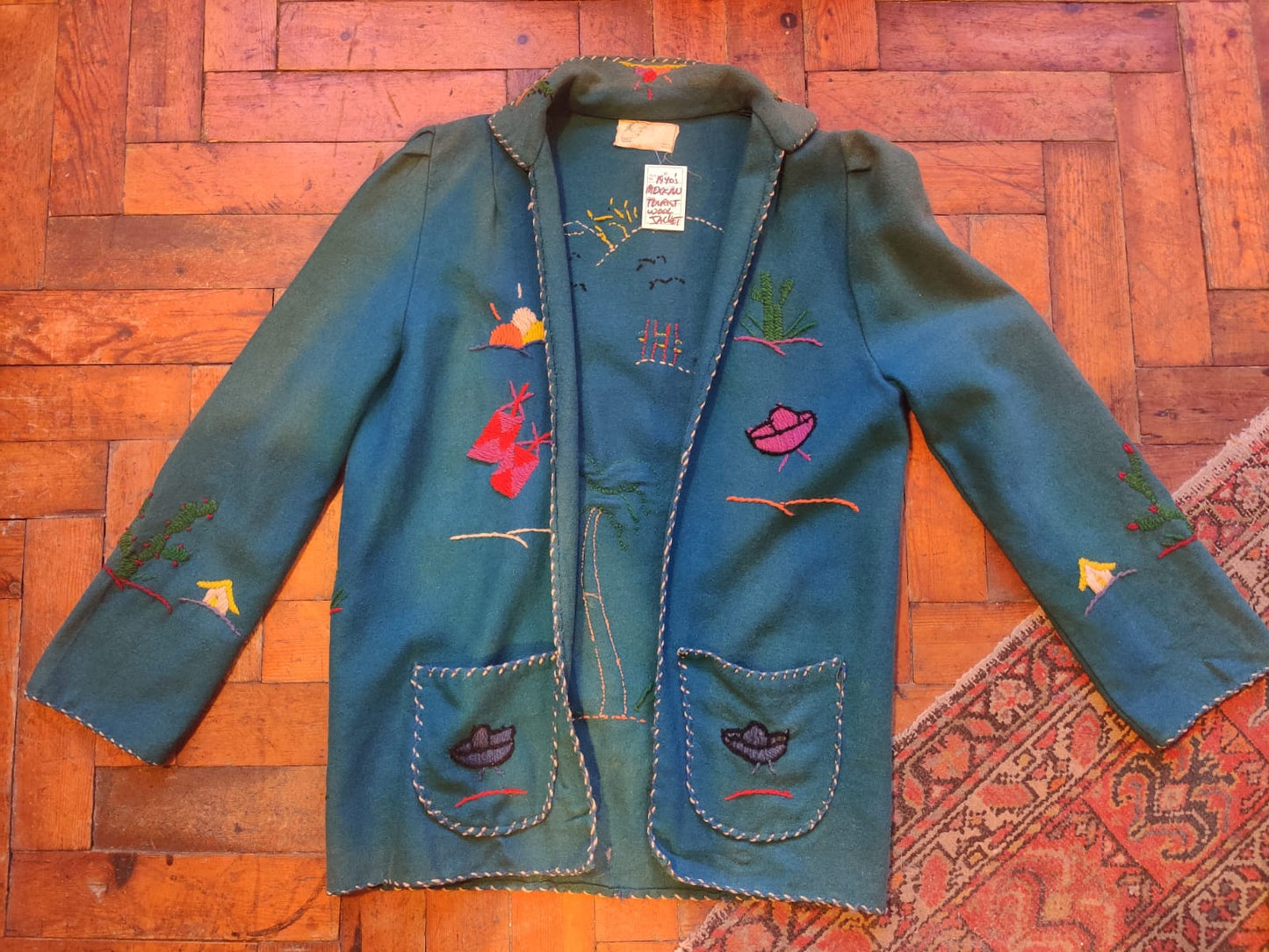 Vintage 1940s Wool Mexican Embroidered Souvenir Jacket