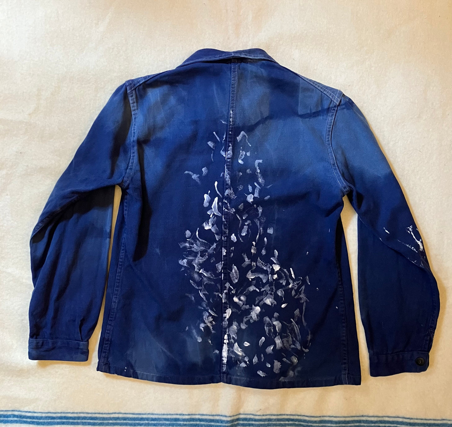 Vintage French Work Jacket Paint Splattered