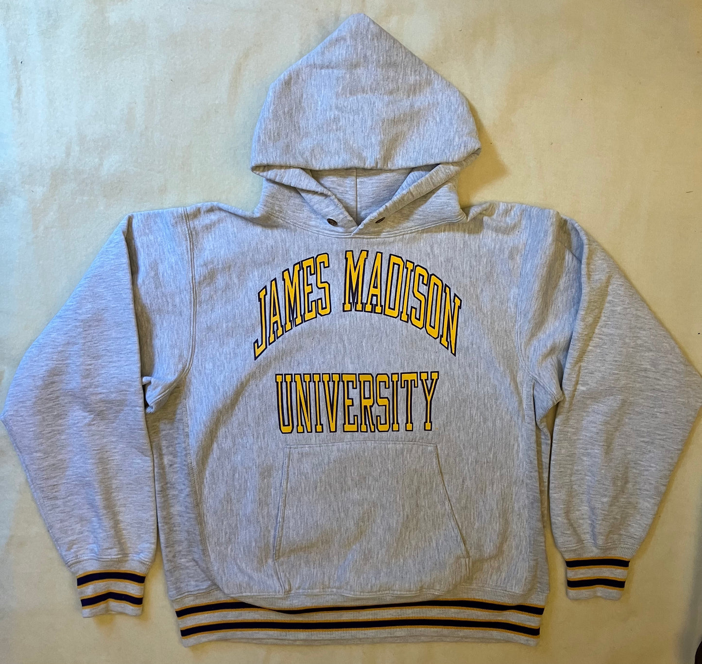 Vintage Grey Marl Hooded Reverse Weave American University Sweatshirt