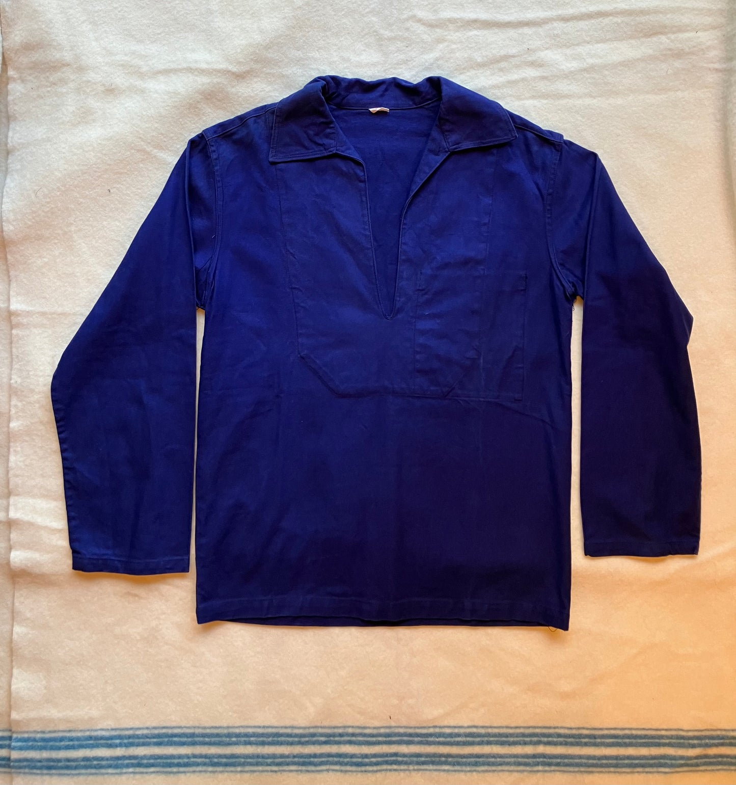 Vintage Blue V Neck Sailing Smock