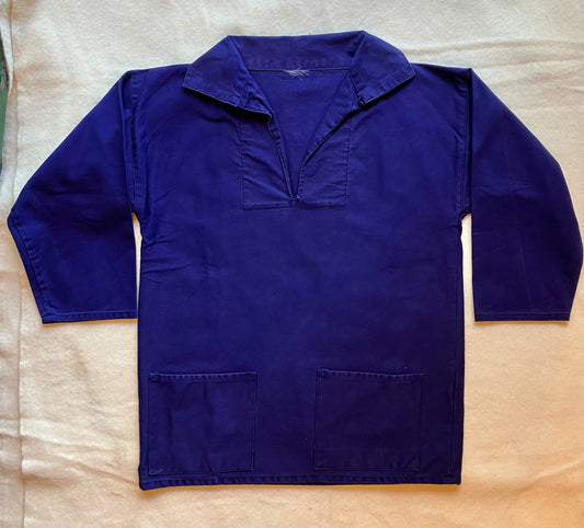 Vintage Blue V Neck Sailing Smock