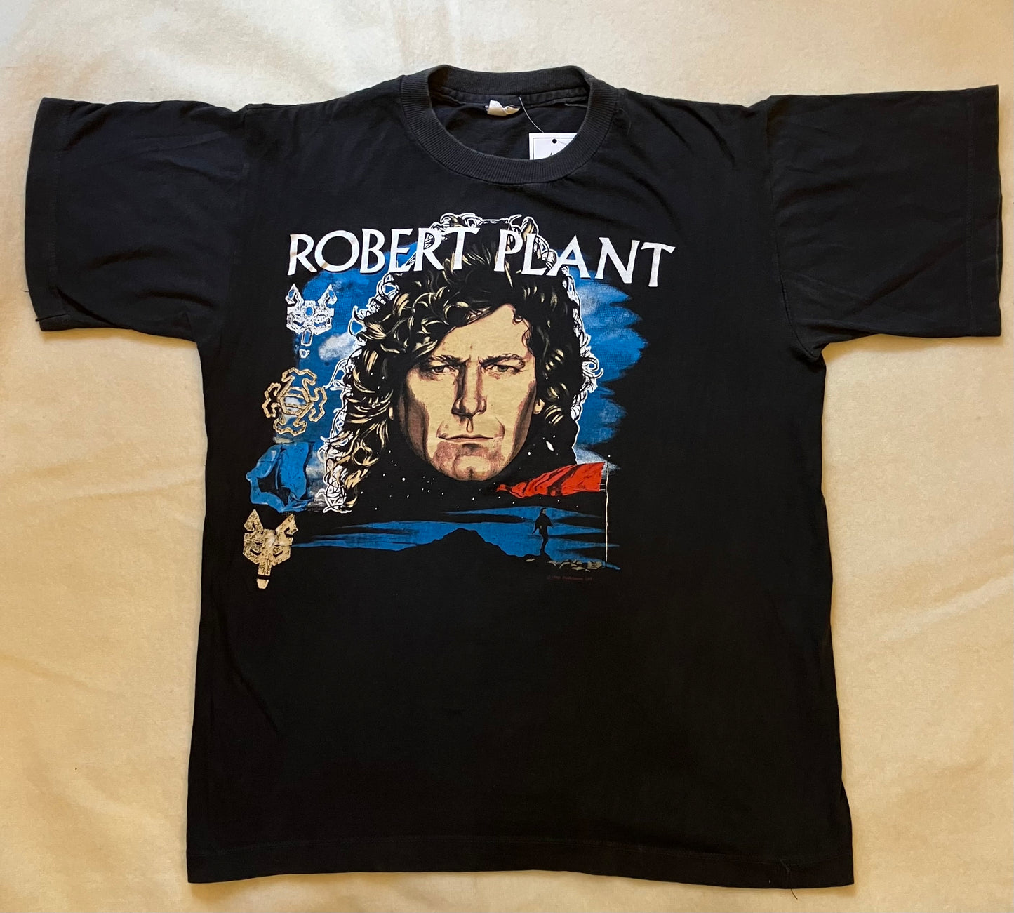 Vintage Faded Black 1988 Dated Robert Plant Rock T-Shirt. Led Zeppelin