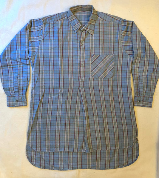 Vintage French Blue & Red Check Work Shirt