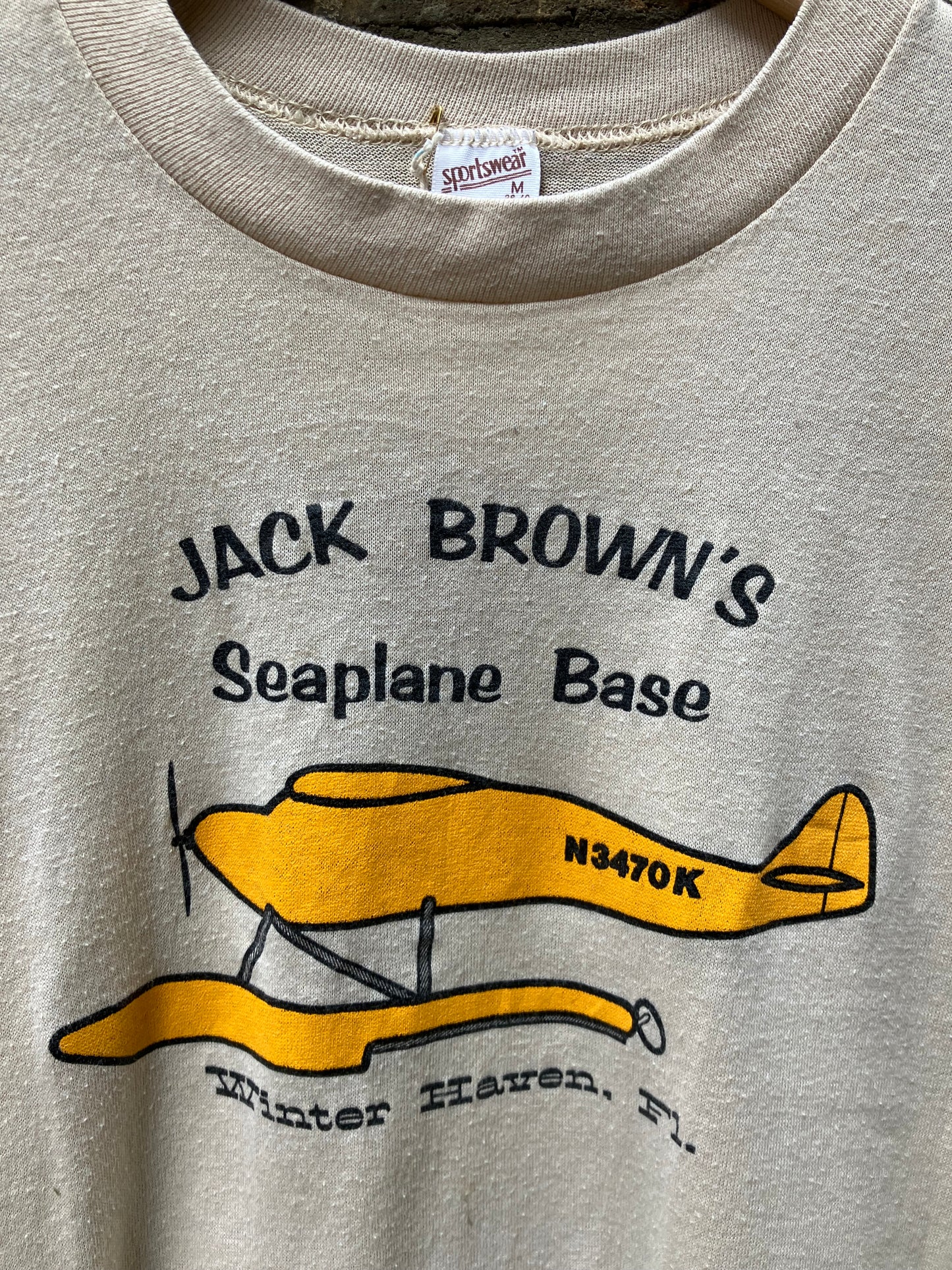 Vintage 1970s USA T-Shirt “Jack Brown’s Seaplane’ Medium/Small