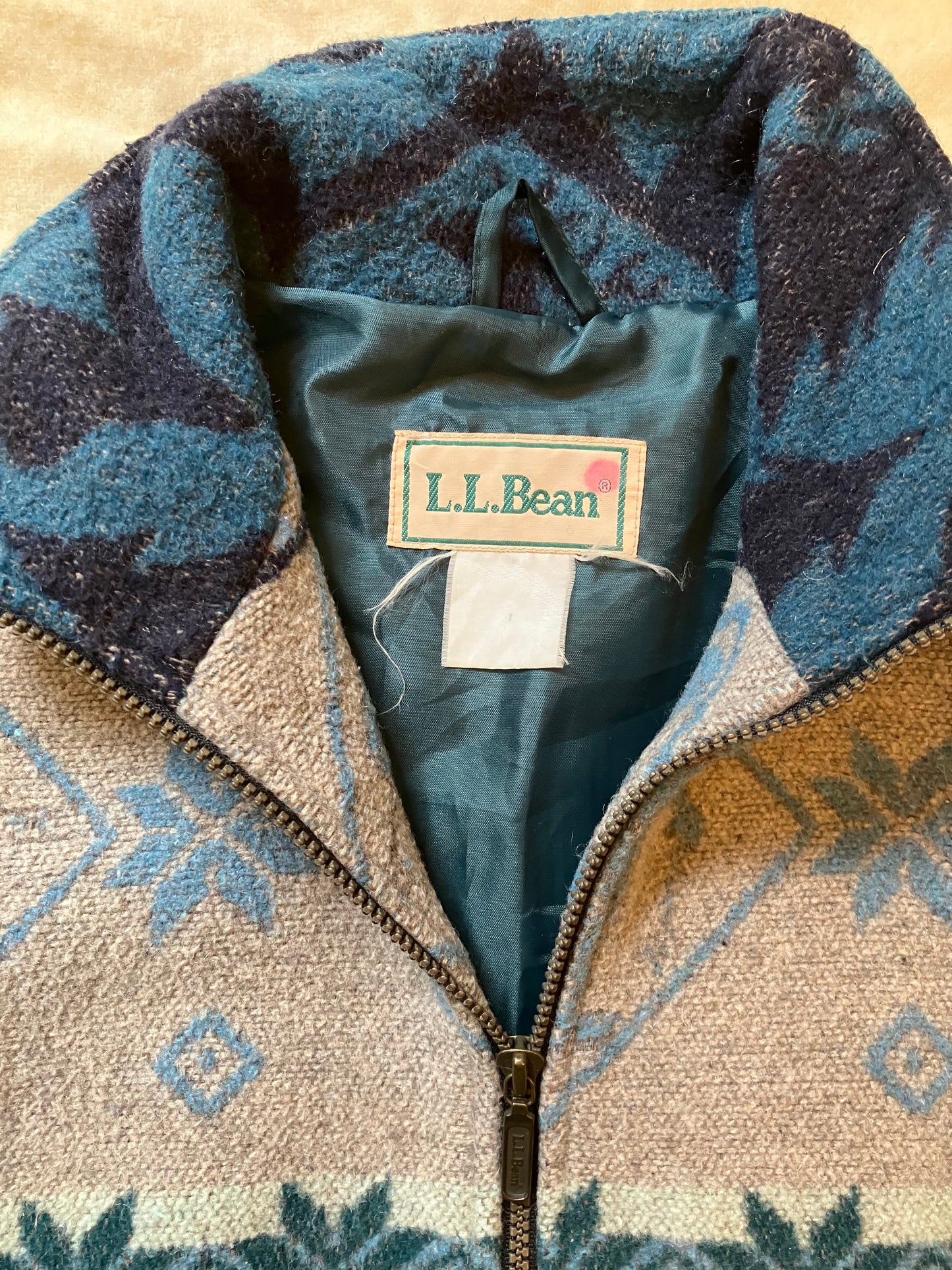 LL Bean Snowflake Deer Ski Pop-over Wool Jacket