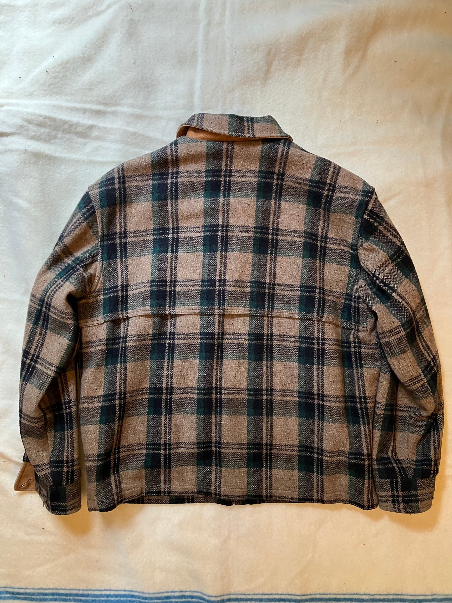 Woolrich Green Brown Check Wool Hunting Jacket Label Size L