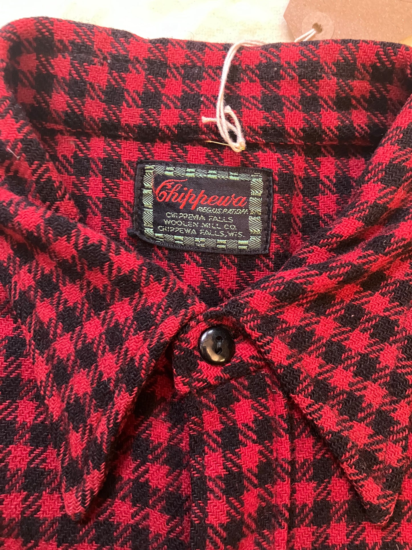 Vintage 40s/50s Chippewa Black & Red Wool Check Shirt